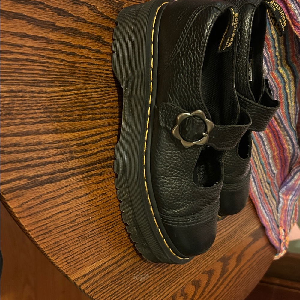 Dr. Martens Addina Flower Buckle Leather Platform Shoes size 9 UK41 black - Picture 2 of 8